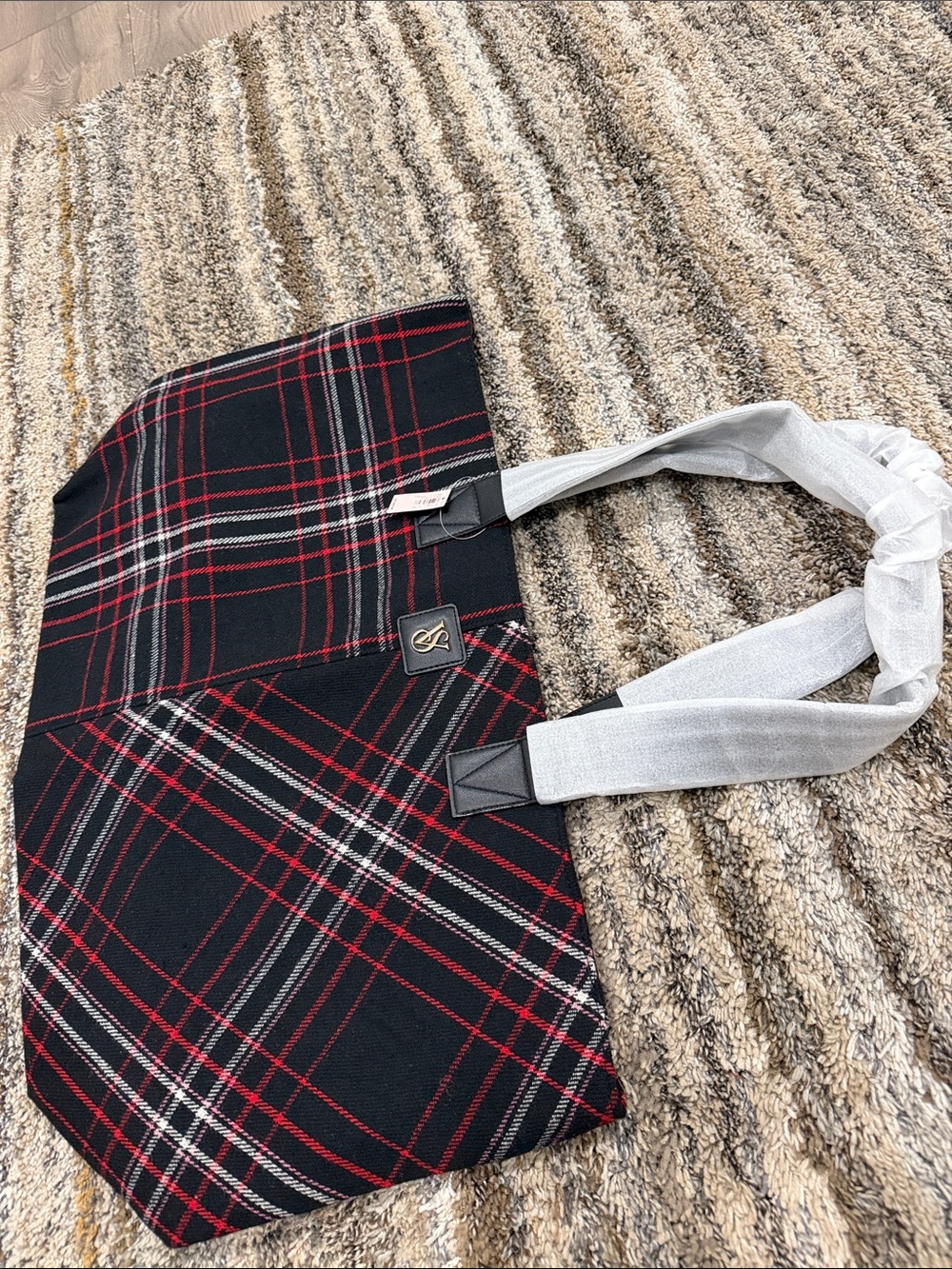 Victoria's Secret Black, Red & White Plaid Tote